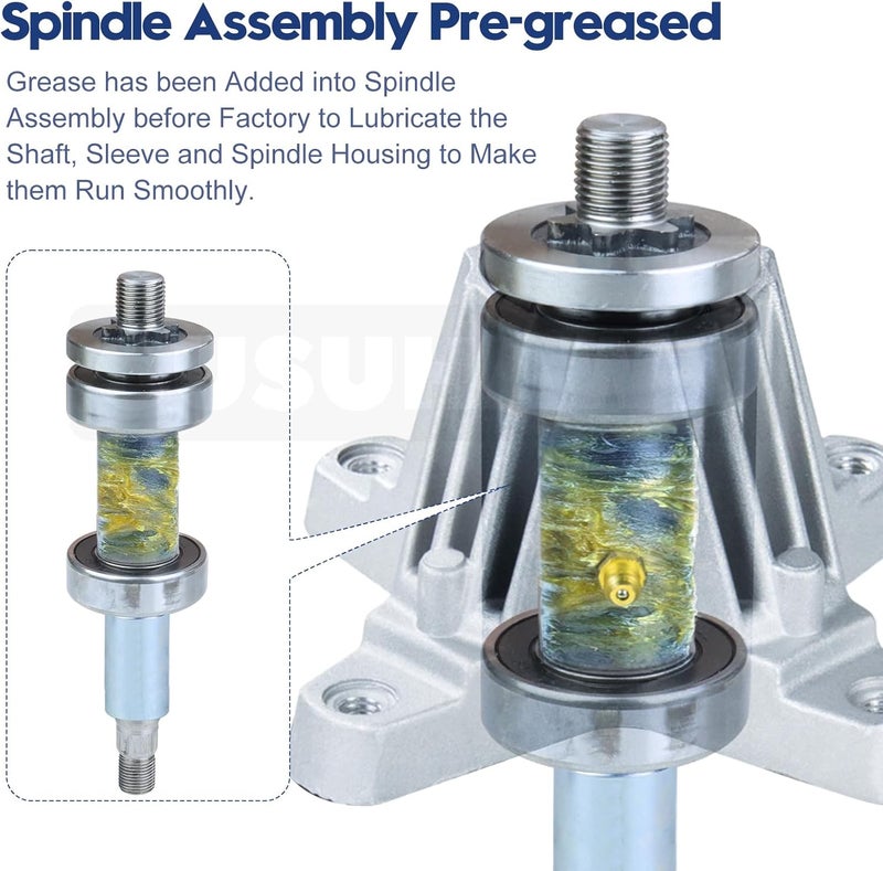 GUSUHAWK 2 Pack Pre-Greased 918-04822B Spindle with Reinforcement Ring Replaces 918-04822A, 91804822B, 918-04822, 618-04822A, 618-04822B for LTX 1040, LTX 1042, LT4200, LT1500, PYT9000, Z6000 Tractors - Image 5